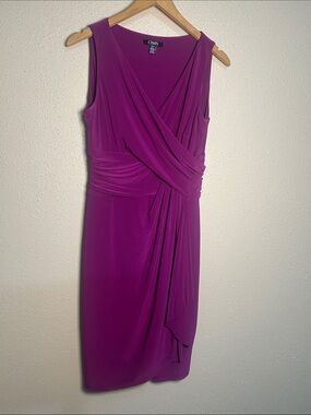 CHAPS Purple Sleeveless Wrap-Front Fuchsia Midi Dress Size Medium